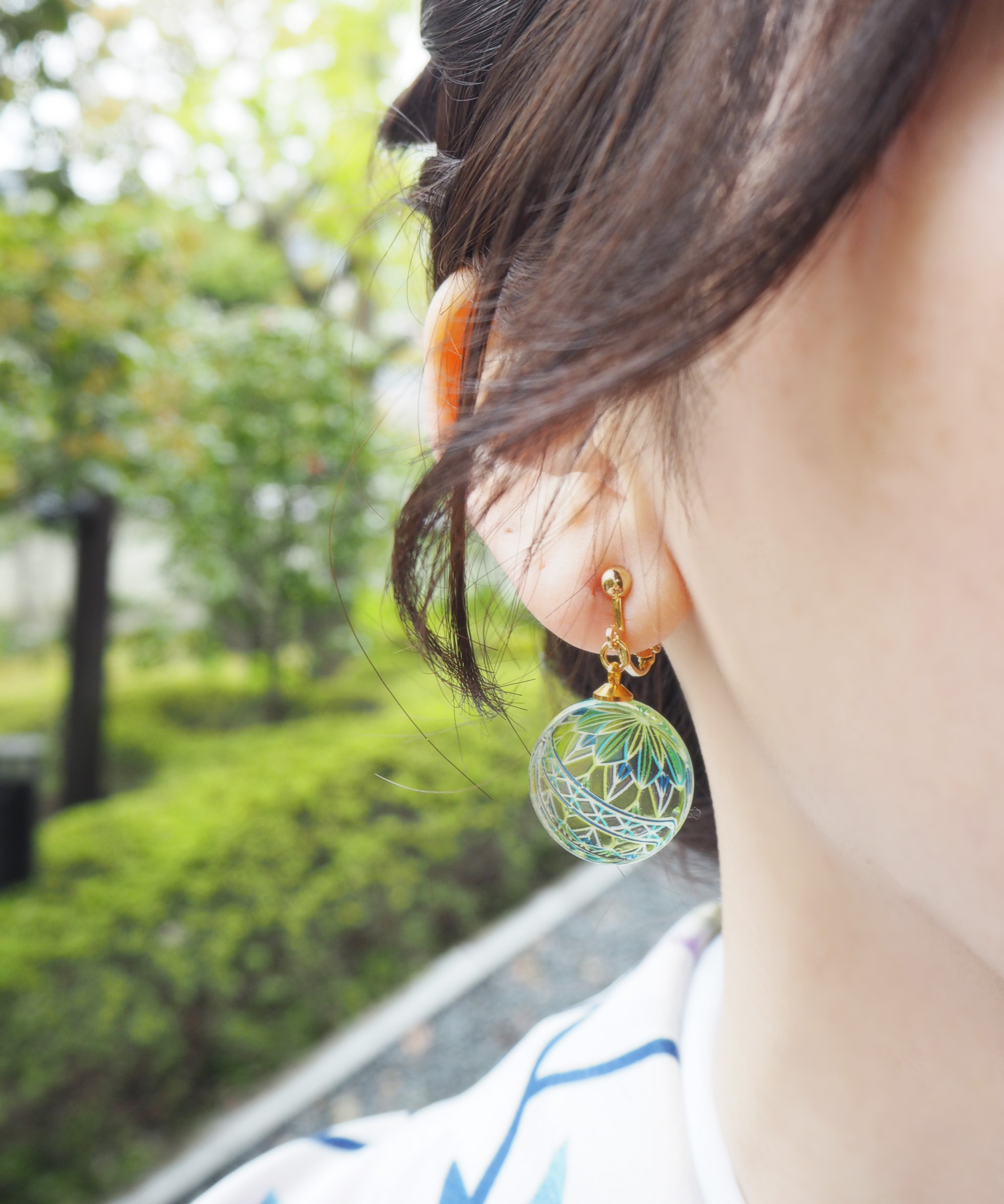 手毬 和花柄イヤリング