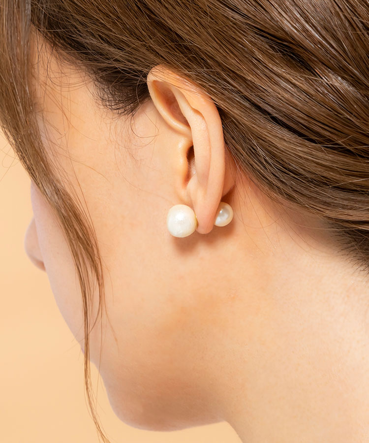 コットンパール1粒ピアス10mm プラスチックパールキャッチ